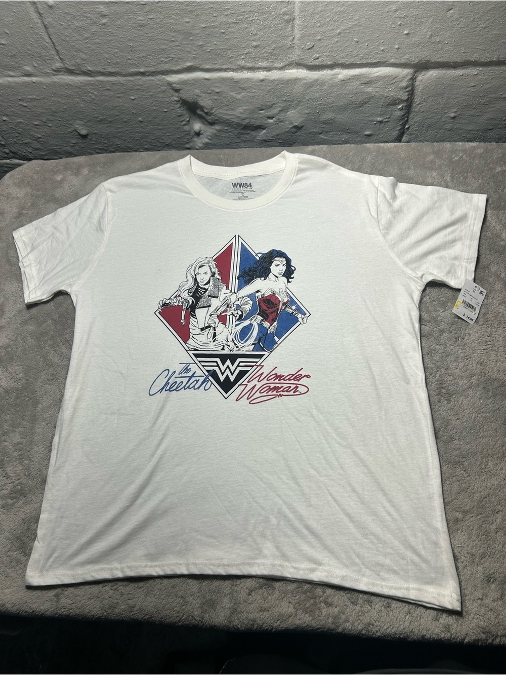 Target WW84 Wonder Woman & Cheetah Graphic Tee - White with Red & Blue Print